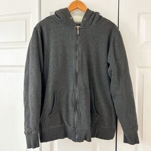 US Life Sherpa Lined Zip Hoodie Mens Large Gray Full Zip Jacket